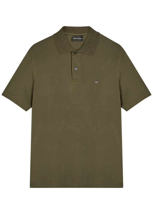 Photo: Emporio Armani Logo-embroidered Jersey Polo Shirt Brown