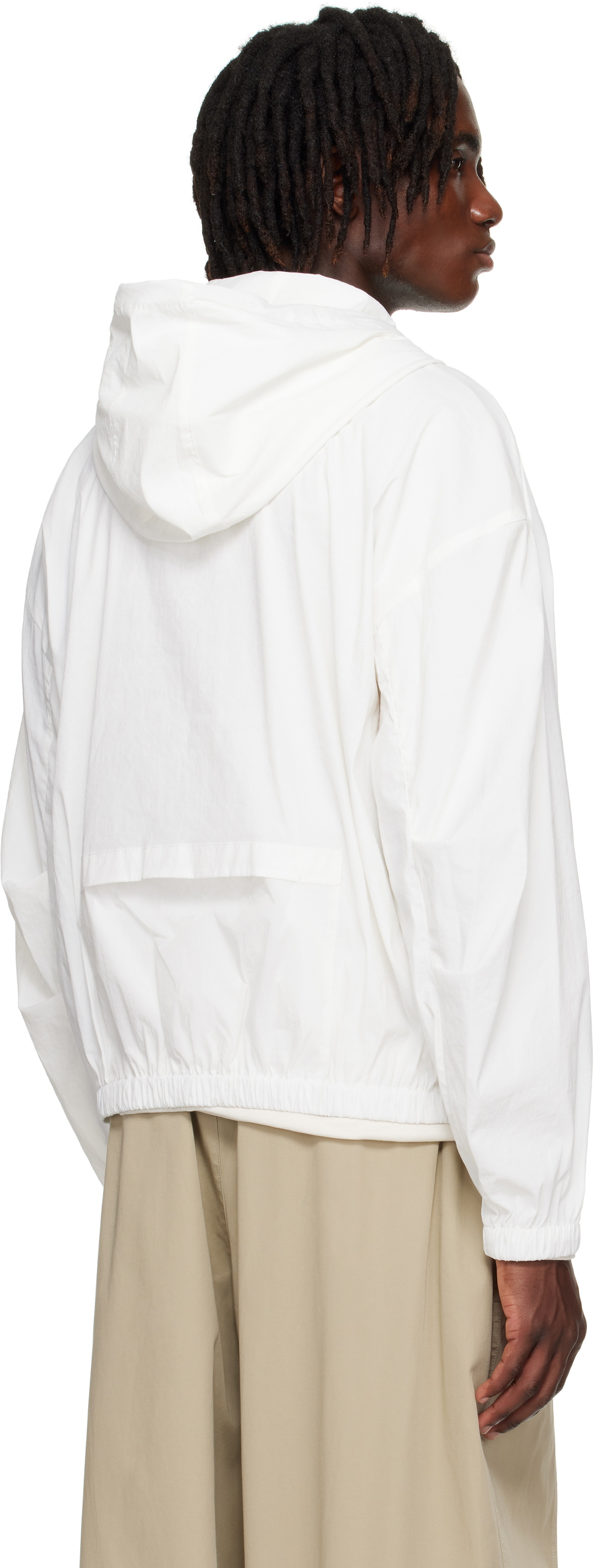 AMOMENTO White Nylon Hooded Jacket