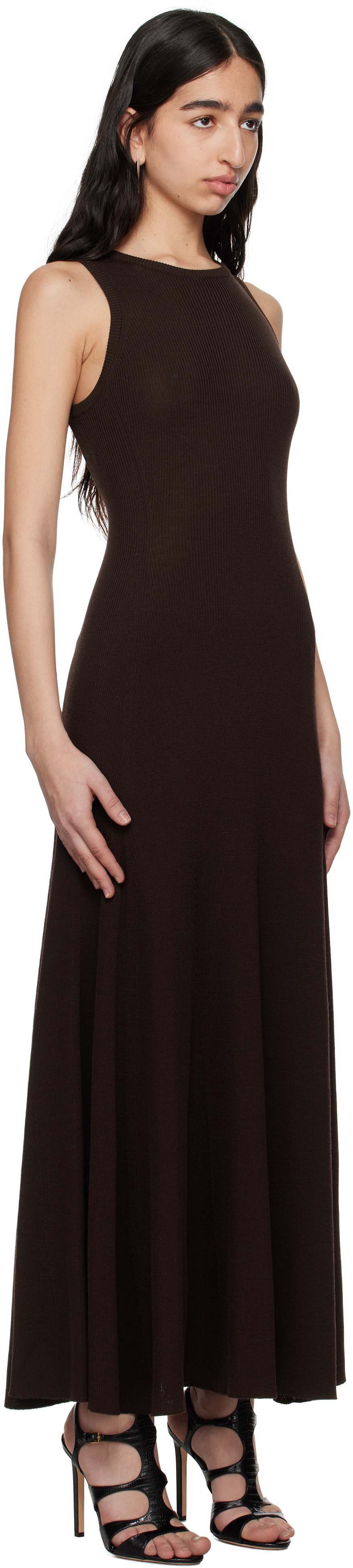 McQueen Brown Sleeveless Maxi Dress