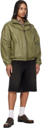 WOOYOUNGMI Khaki High Neck Leather Jacket