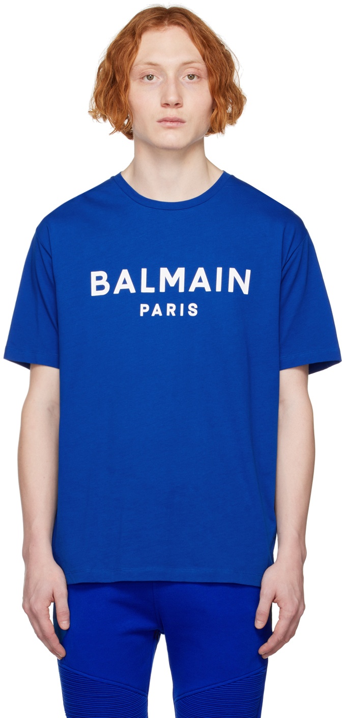 Balmain Blue Printed T-Shirt Balmain