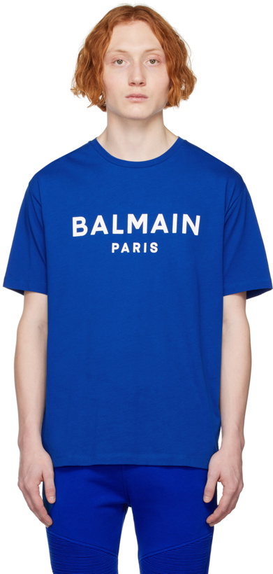 Photo: Balmain Blue Printed T-Shirt