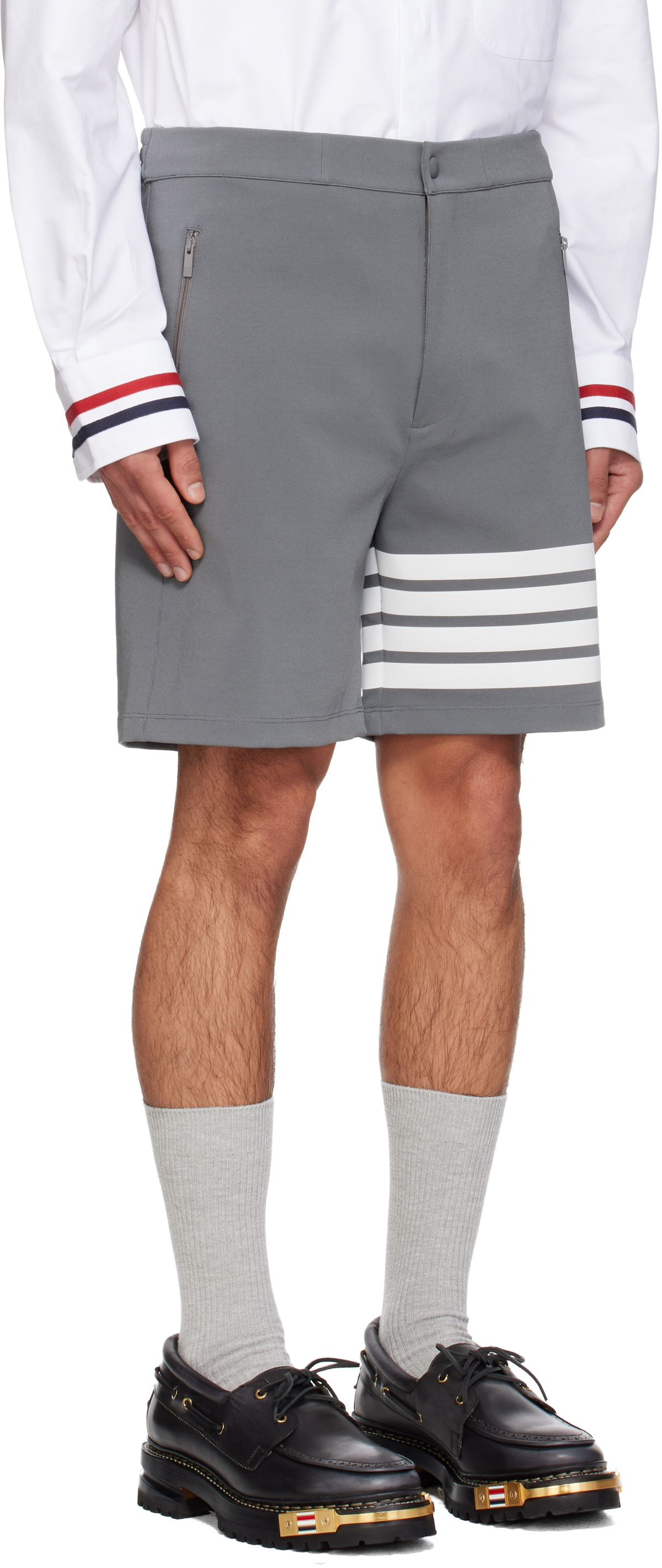 Thom Browne Gray 4-Bar Tech Shorts