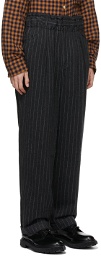 BED J.W. FORD Grey Striped Over-Waist Wide Trousers