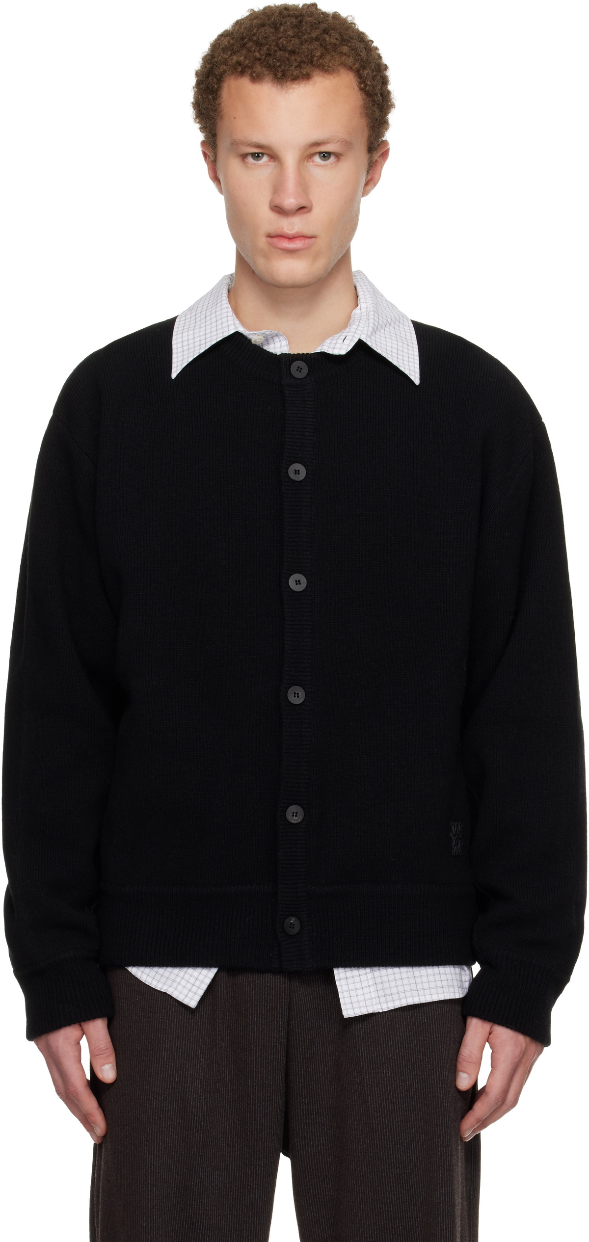WOOYOUNGMI Black Henley Neck Cardigan