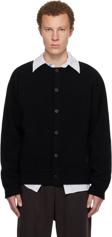 Photo: WOOYOUNGMI Black Henley Neck Cardigan