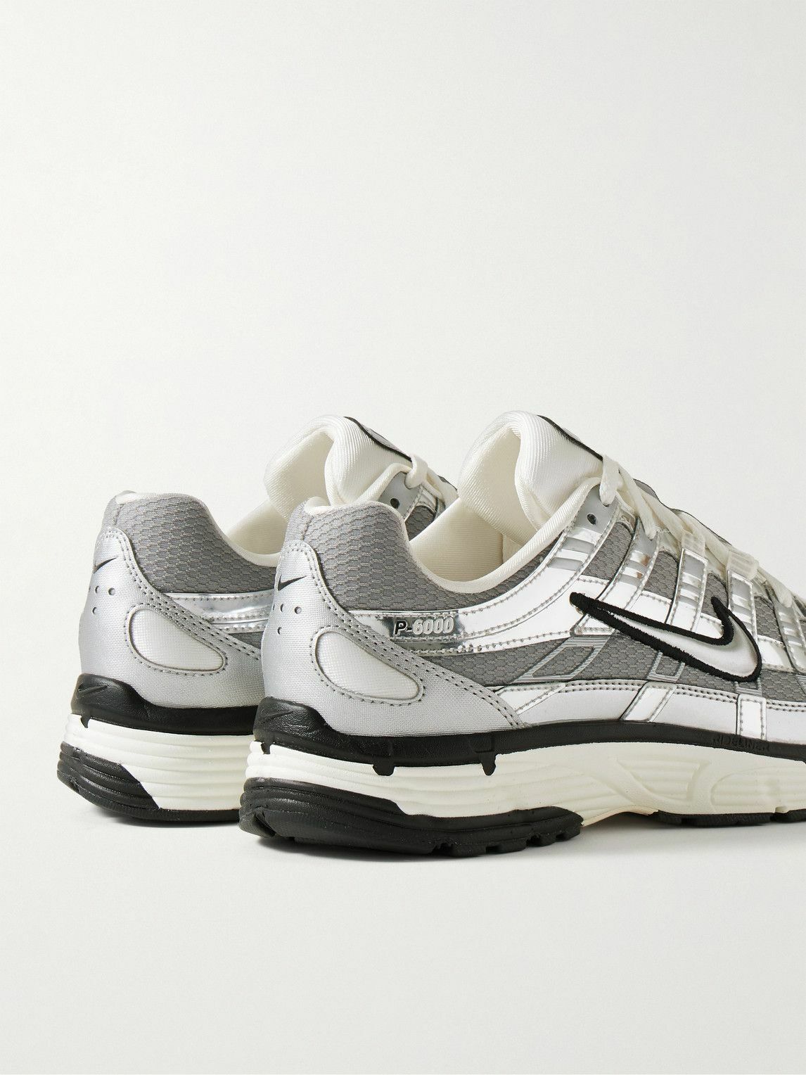 Nike - P-6000 PRM Metallic Leather and Mesh Sneakers - Gray Nike