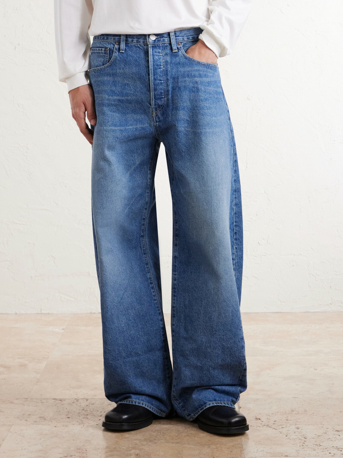 ssstein - Deformation Panelled Wide-Leg Jeans - Blue