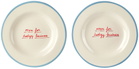 Laetitia Rouget Blue & White 'Open For Dodgy Business' Dessert Plate Set