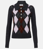 Self-Portrait Argyle wool polo sweater