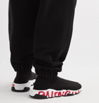 Balenciaga - Speed Sock Logo-Print Stretch-Knit Slip-On Sneakers - Black