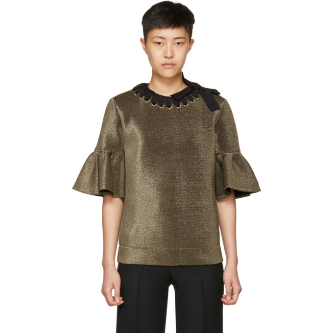 gold ruffle blouse