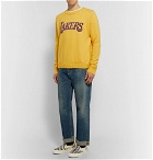 The Elder Statesman - NBA Los Angeles Lakers Intarsia Cashmere Sweater - Yellow