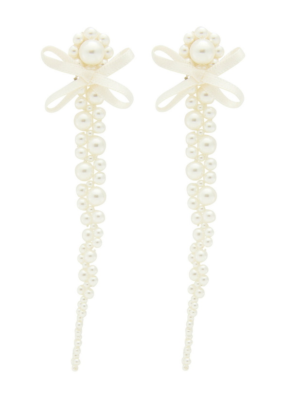 Photo: Simone Rocha Petite Bow Faux Pearl-embellished Drop Earrings - One Size