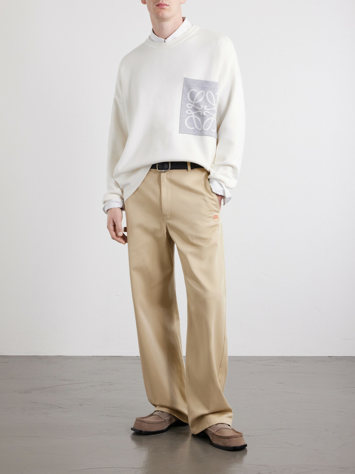LOEWE - Anagram-Intarsia Knitted Sweater - White