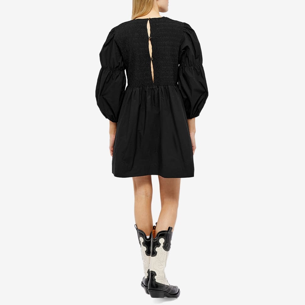 GANNI Women's Cotton Poplin Mini Smock Dress in Black GANNI