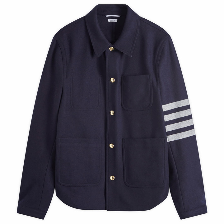 Photo: Thom Browne Men's Melton Wool Utility Patch Jacket in Navy