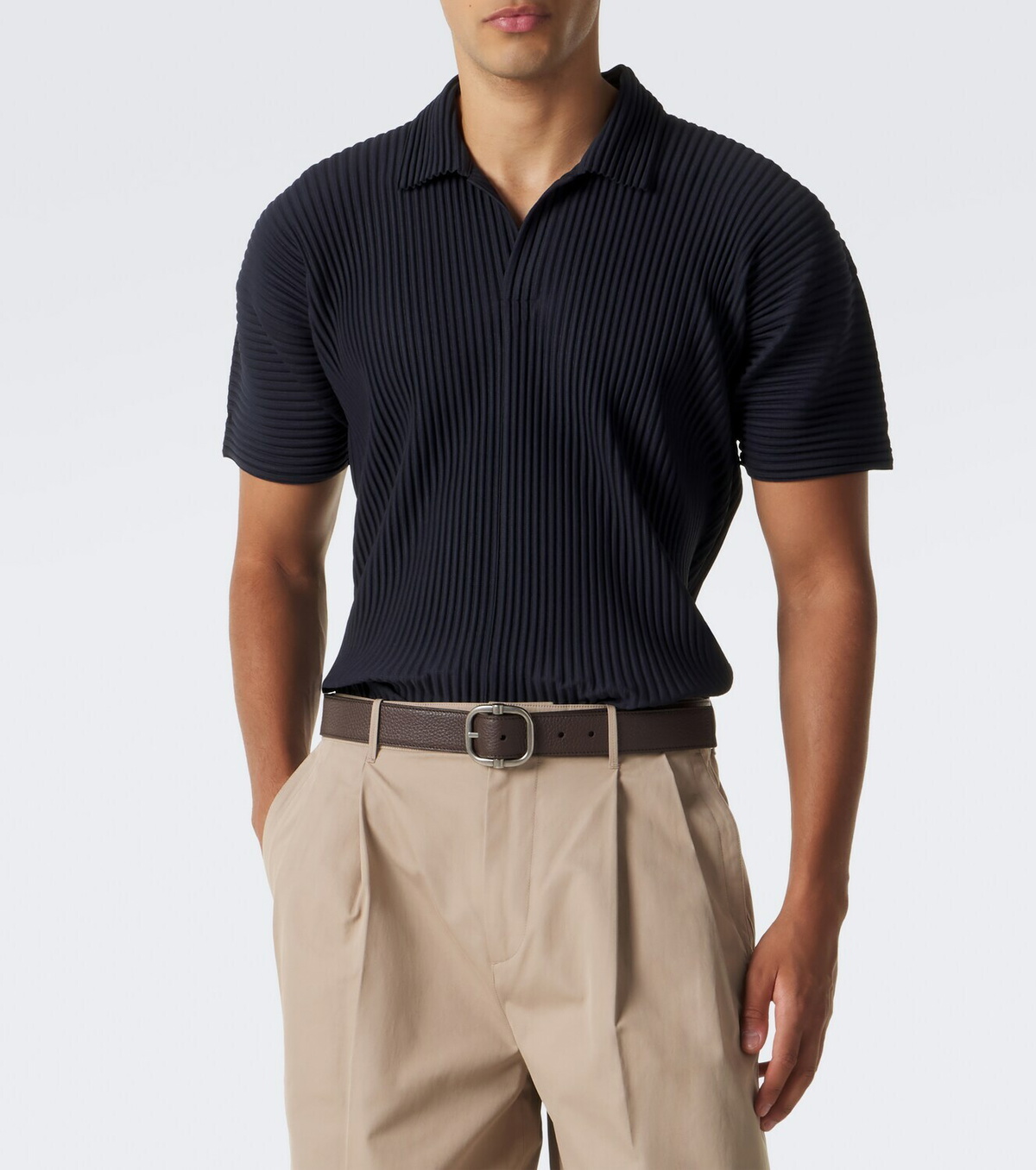 Homme Plissé Issey Miyake Basics pleated polo shirt