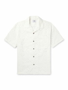 NN07 - Julio 5392 Camp-Collar Embroidered Cut-Out Cotton Shirt - Neutrals