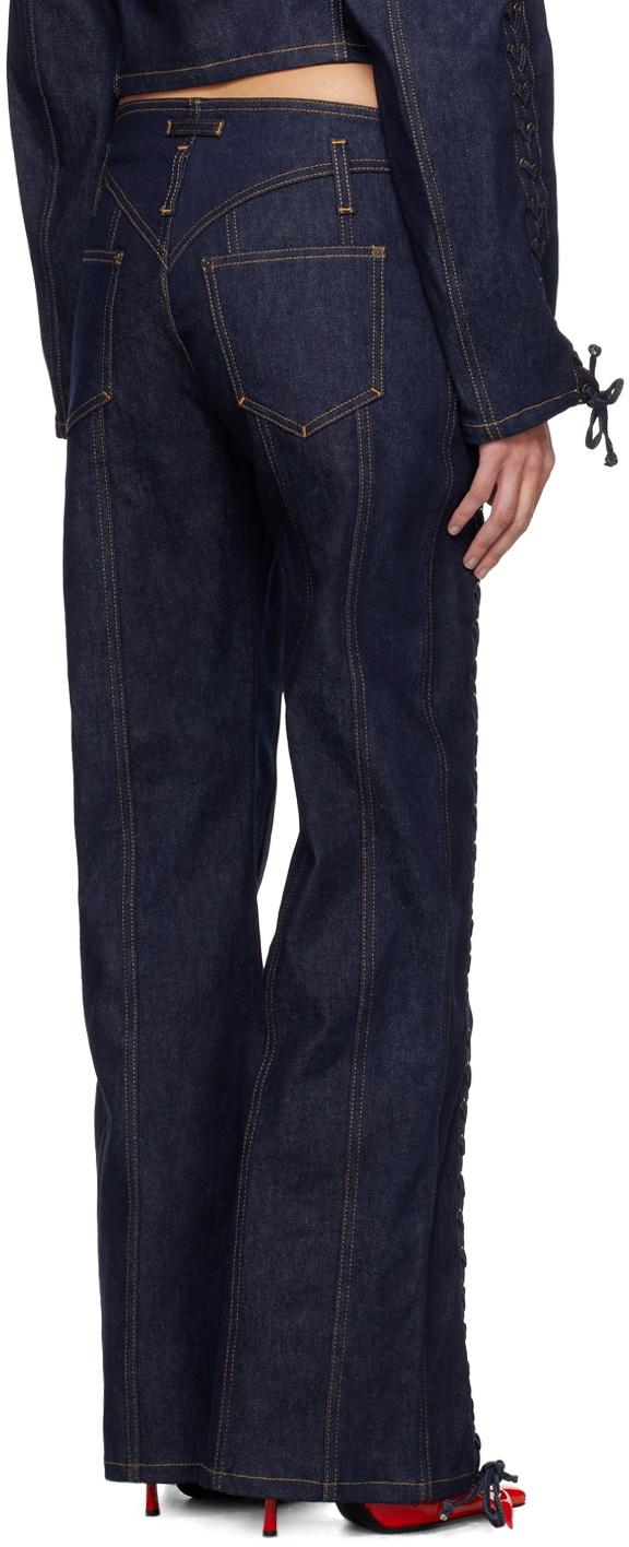 Jean Paul Gaultier Indigo 'The Lace-Up' Jeans Jean Paul Gaultier