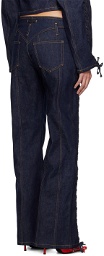 Jean Paul Gaultier Indigo 'The Lace-Up' Jeans