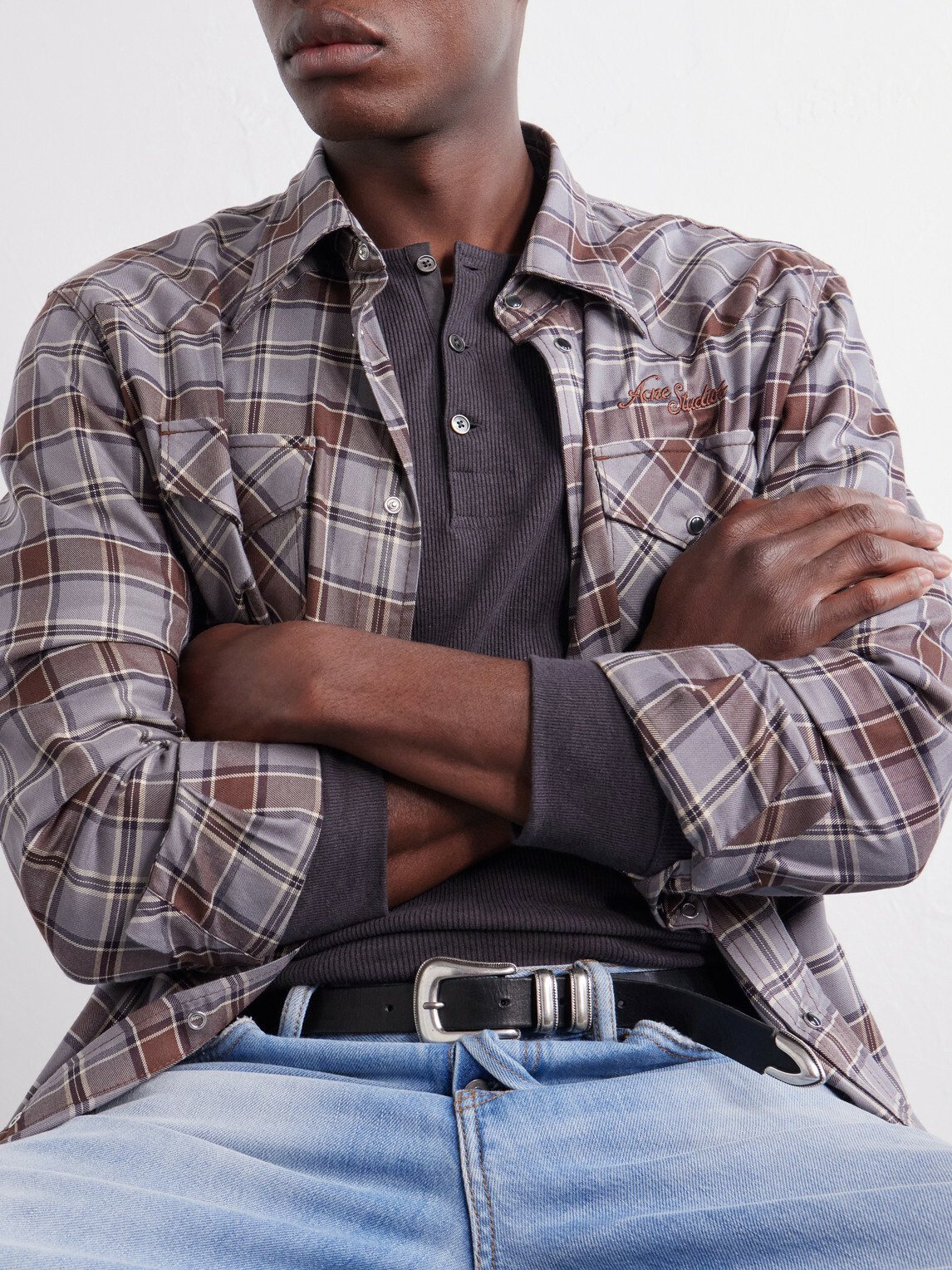 Acne Studios - Logo-Embroidered Checked Flannel Shirt - Multi