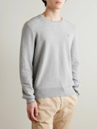 Polo Ralph Lauren - Logo-Embroidered Honeycomb-Knit Cotton Sweater - Gray