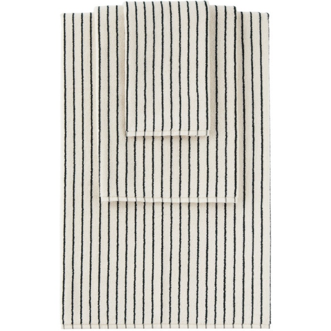 Photo: Tekla Off-White and Green Organic Three-Piece Towel Set