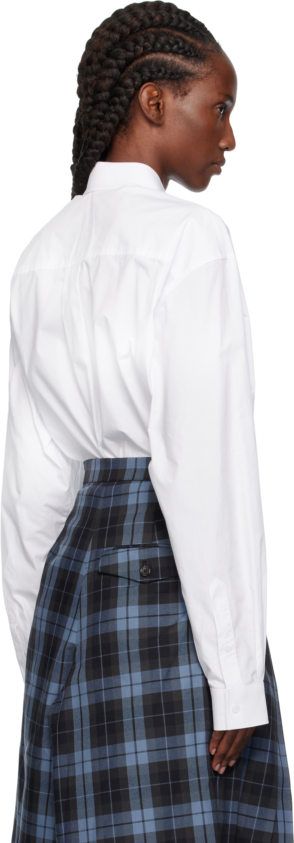 Pushbutton White Neck Tie Shirt