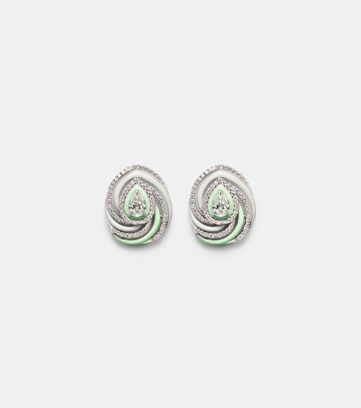 Kamyen Oceane Pear 18kt white gold earrings with diamonds