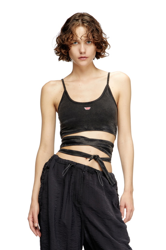 Photo: Diesel Denim-look vest top with wrap ties - T-Shirts Womens in Black