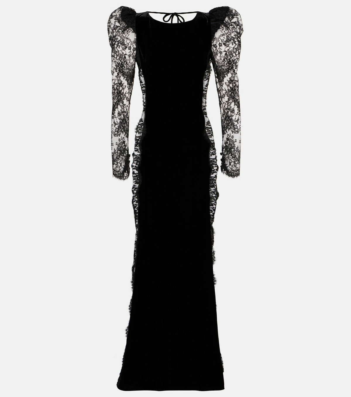 Alessandra Rich Lace-trimmed velvet maxi dress Alessandra Rich Alessandra Rich Lace-trimmed velvet maxi dress Alessandra Rich