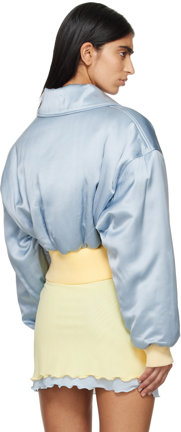 GCDS Blue Cropped Bomber Jacket