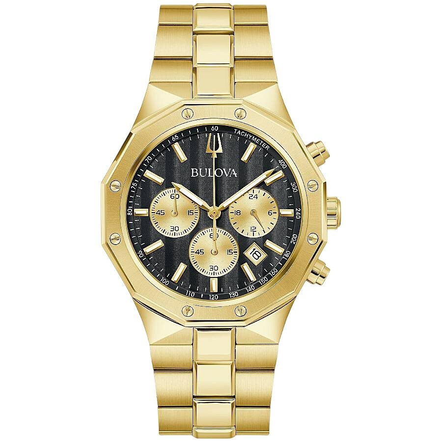 Bulova Prestige Chronograph Quartz Black Dial Watch 97B232