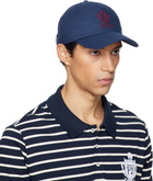 Balmain Navy Cotton College Emblem Cap