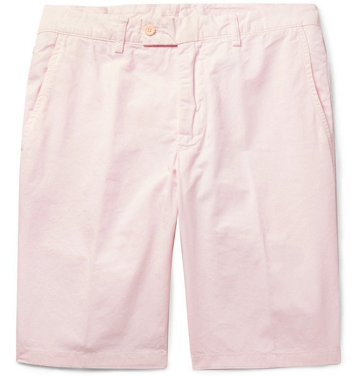 Photo: Aspesi - Slim-Fit Washed Cotton-Twill Shorts - Men - Pink