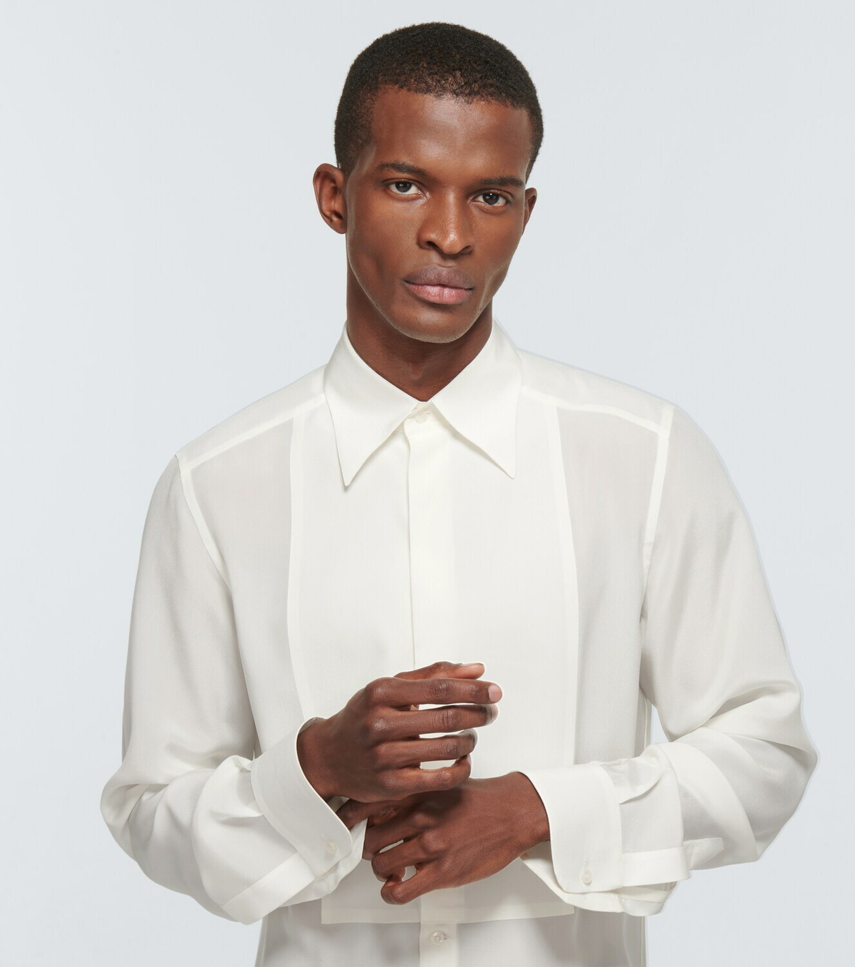 Dolce & Gabbana Off White Silk Men GOLD Dress Formal Shirt