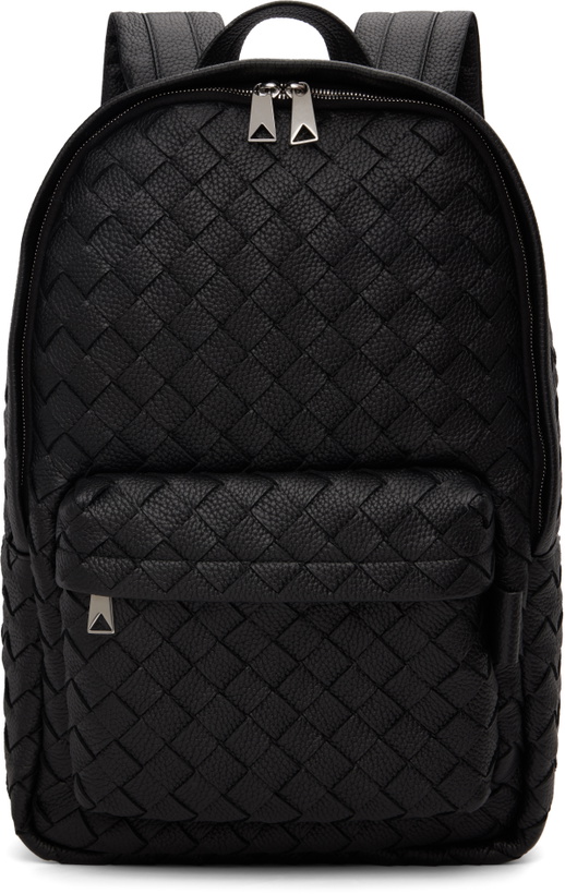 Photo: Bottega Veneta Black Intrecciato Backpack