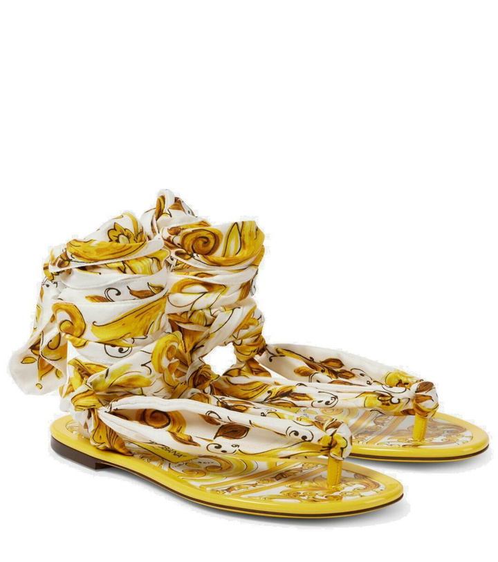 Photo: Dolce&Gabbana Printed silk twill sandals
