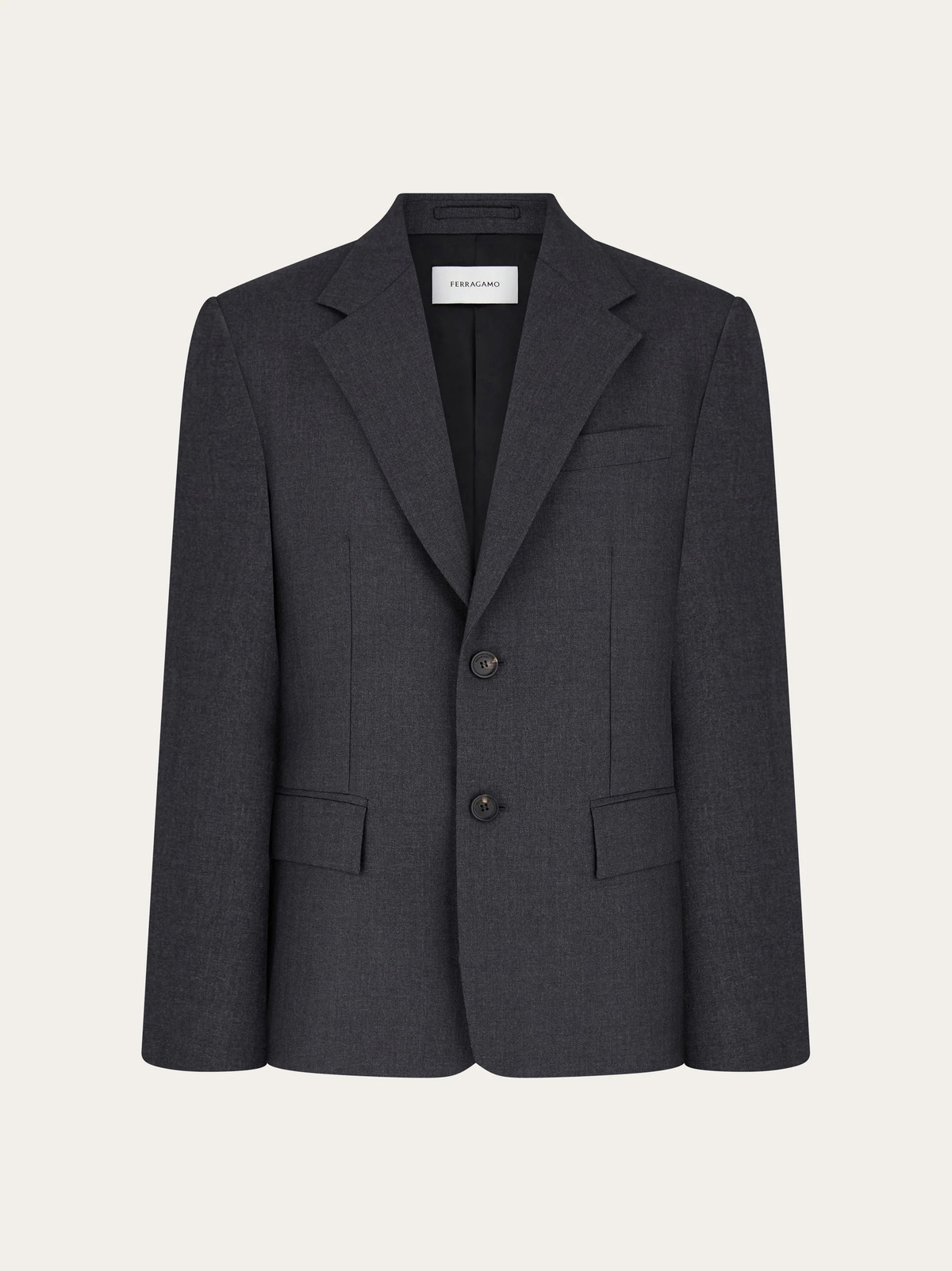 Ferragamo Mens Single-breasted pure wool blazer in Grey