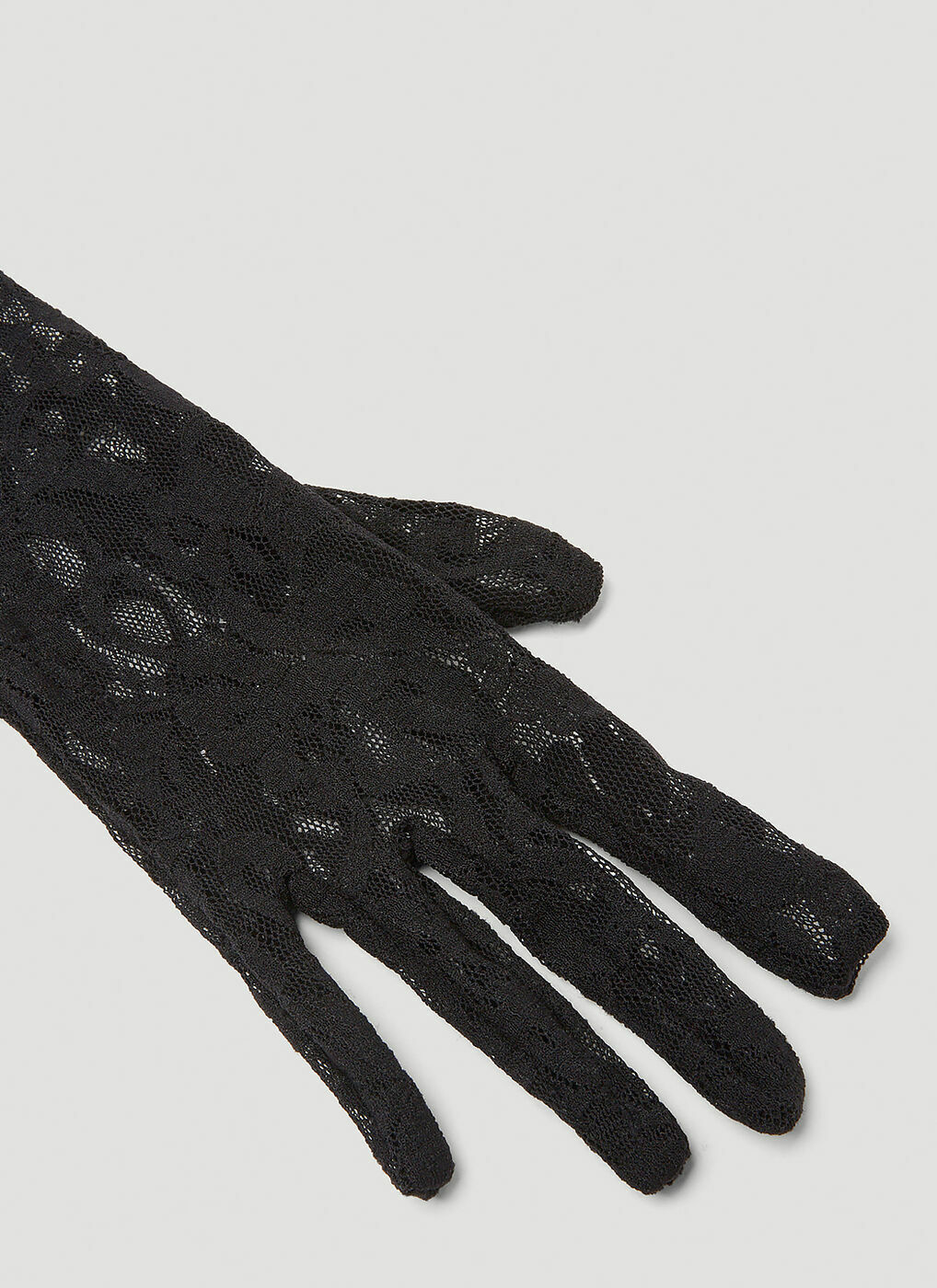 GUCCI Lace Fingerless Gloves 7.5 Black 1163243