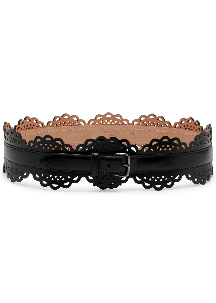 Alaïa Bustier 60 Laser-cut Leather Belt Black ALAÏA