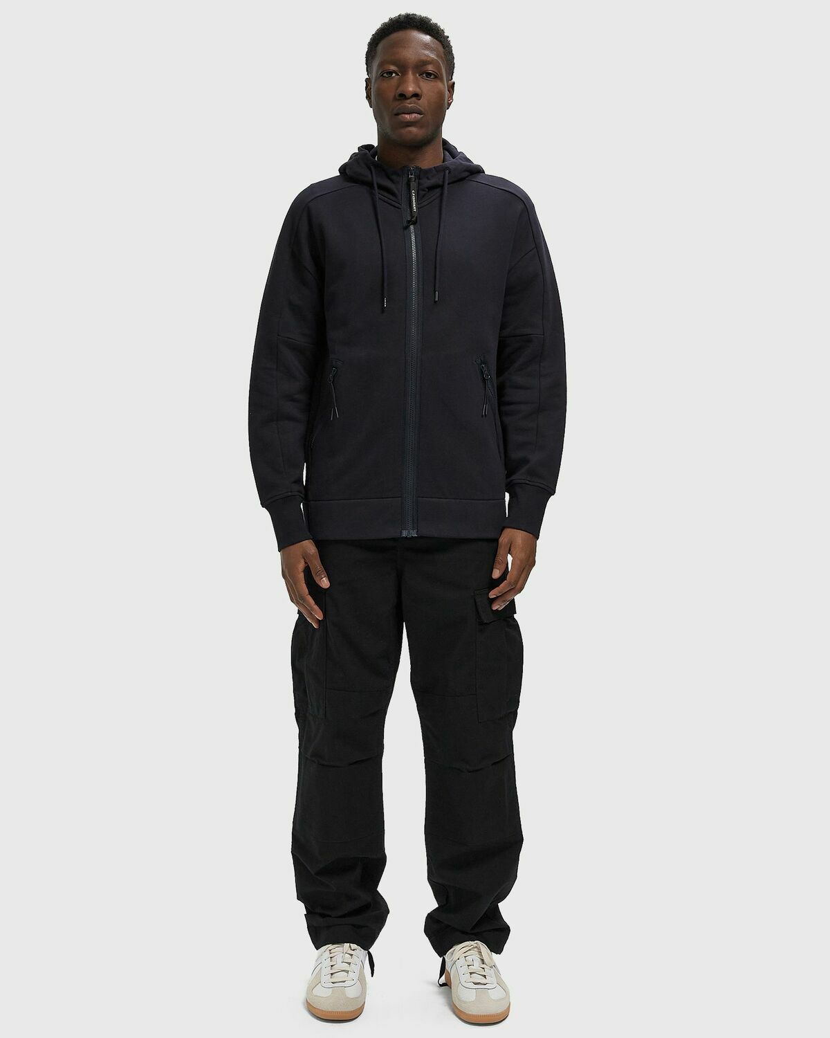 C.P. Company SWEATSHIRTS - HOODED OPEN Black Mens Hoodies/Zipper