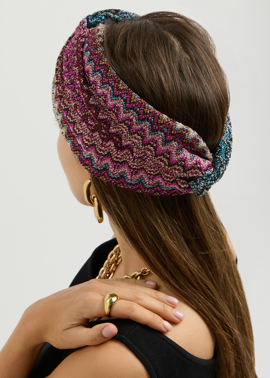 Missoni Zigzag-intarsia Knitted Headband - Purple - One Size  display picture 1