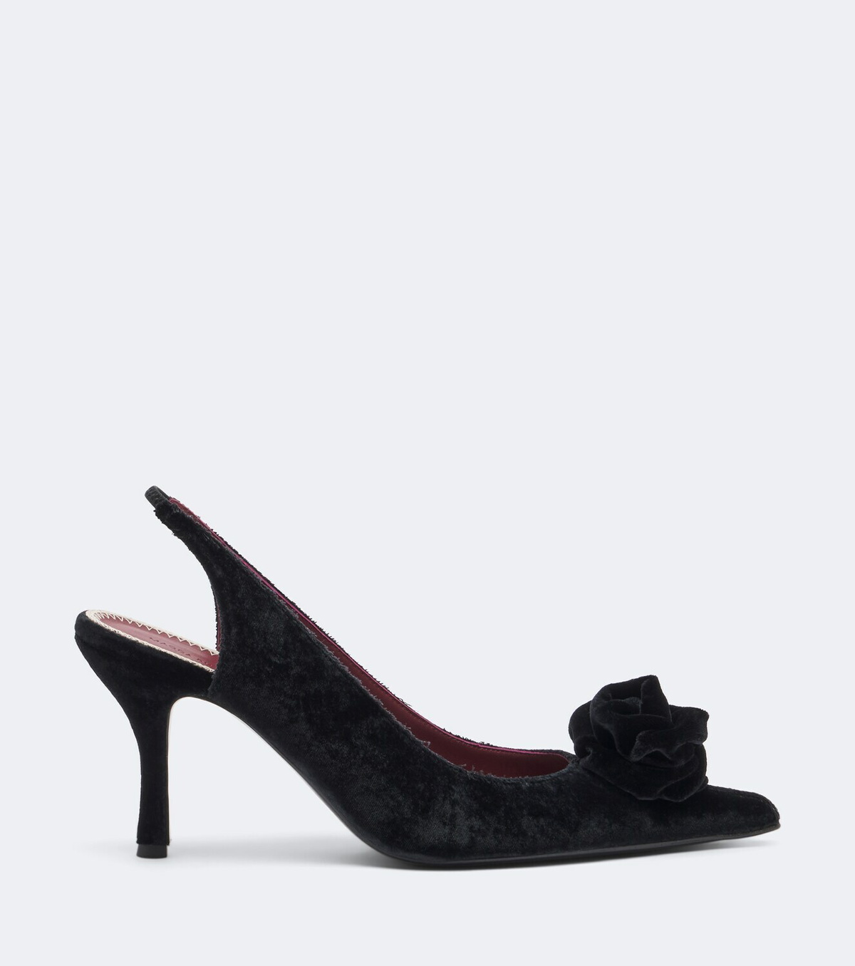 Magda Butrym Floral-appliqué velvet slingback pumps