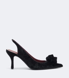 Magda Butrym Floral-appliqué velvet slingback pumps