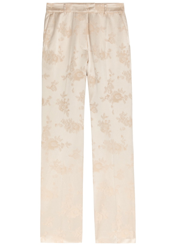 Photo: Ganni Floral-jacquard Satin Trousers White