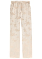 Ganni Floral-jacquard Satin Trousers White