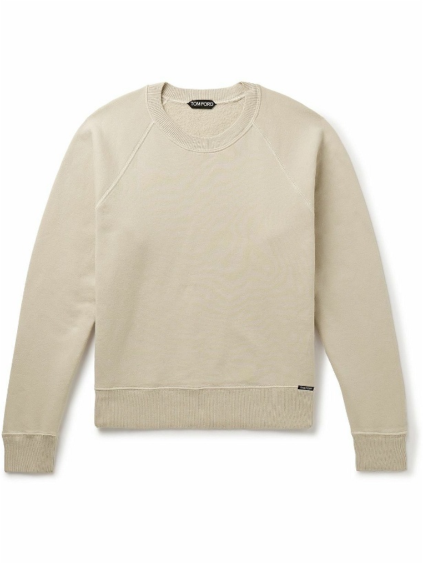 Photo: TOM FORD - Slim-Fit Garment-Dyed Cotton-Jersey Sweatshirt - Neutrals