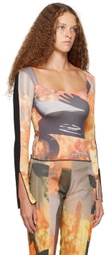 ELLISS Orange Sunflower Long Sleeve T-Shirt